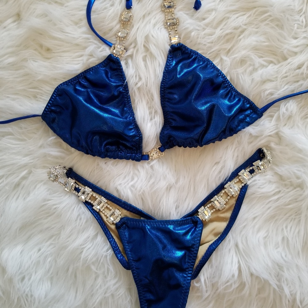 Dark Blue Crystal Competition Suit